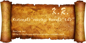 Kutnyánszky Renátó névjegykártya